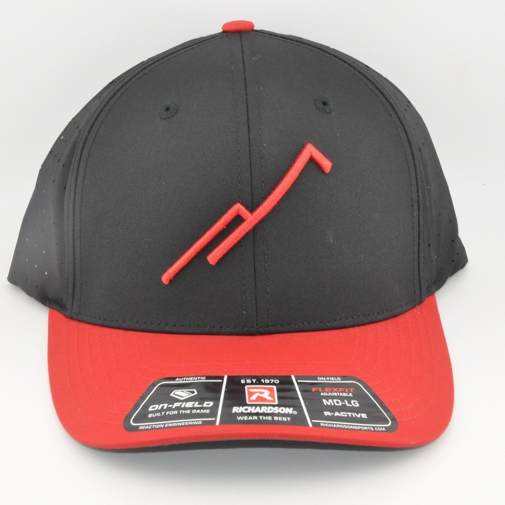 Richardson 632 Baseball Cap MD/LG Black Red New‎ Perforated Flexfit Snapback Hat